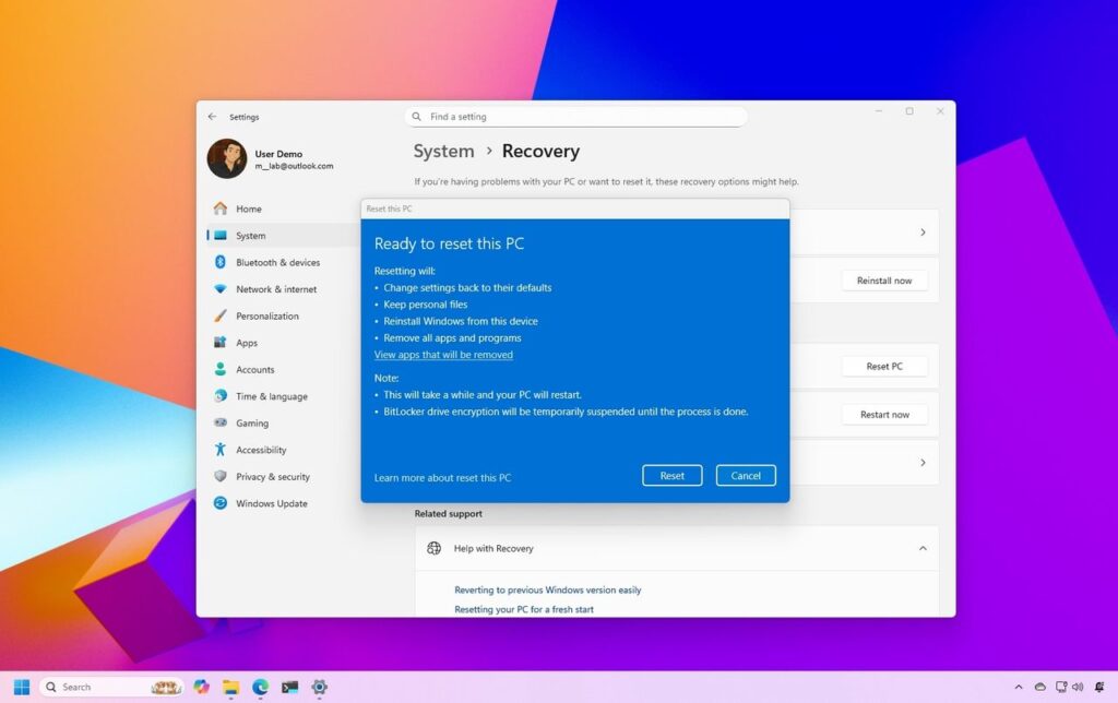 How to reset to factory settings in Windows 11 or Windows 10
