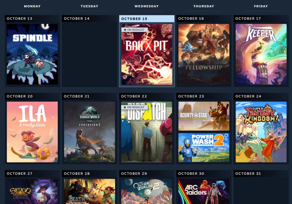 Steam launches a personal calendar for new releases