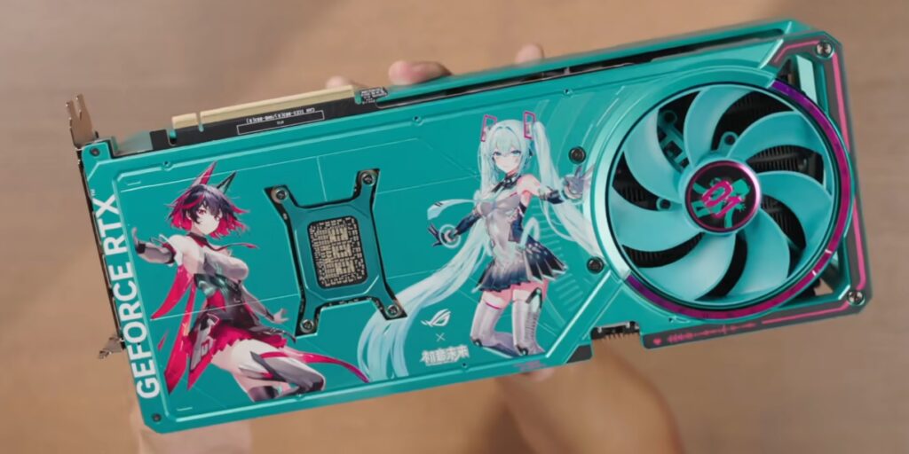 The ASUS RTX 5080 Hatsune Miku Edition is listed at $1,899 and the RTX 5090 ROG Astral BTF OC at $3,499