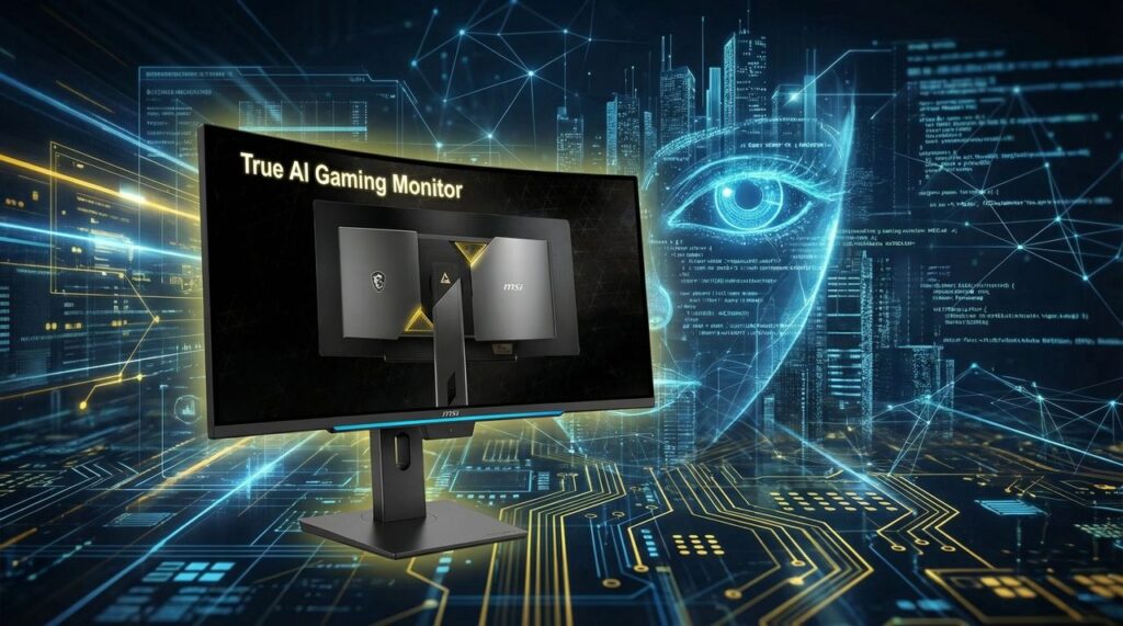 “This kind of feels like cheating” — MSI’s MEG X AI gaming monitor might be the wildest display at CES, blending over‑the‑top design with AI features nobody asked for