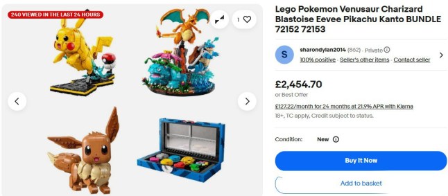 Lego Pokémon sets are being sold for nearly £2,500 on eBay