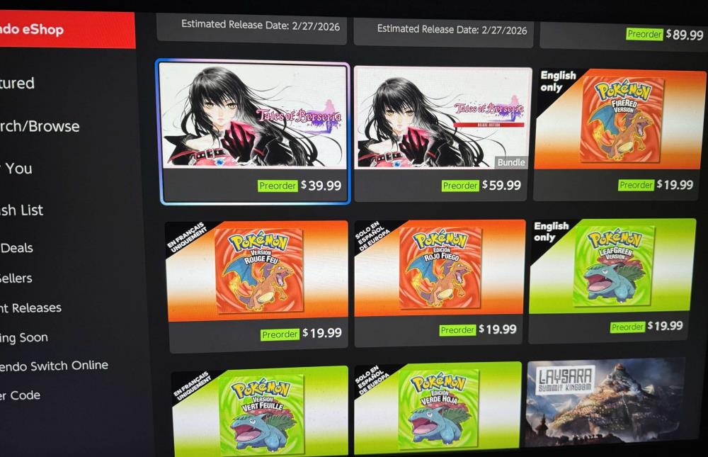Pokémon FireRed and LeafGreen Switch Listings Appear on Nintendo eShop