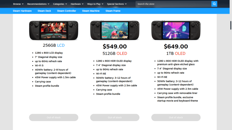 Steam Deck Out Of Stock In The US, LCD Model Could Be Sold Out – Is This Because Of Gen AI?