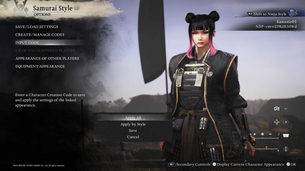 Nioh 3: Best Character Creation Codes and how to use them