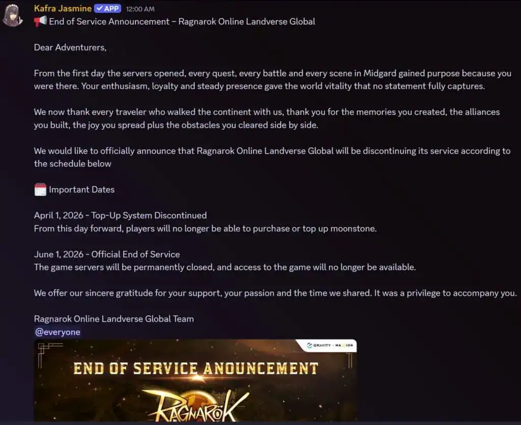 Ragnarok Online Landverse Closure Set for June 1; Ronin Version to Continue