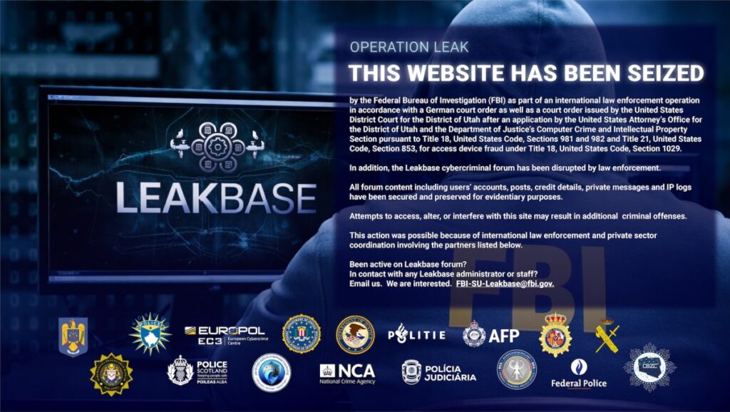 US and EU police shut down LeakBase, a site accused of sharing stolen passwords and hacking tools