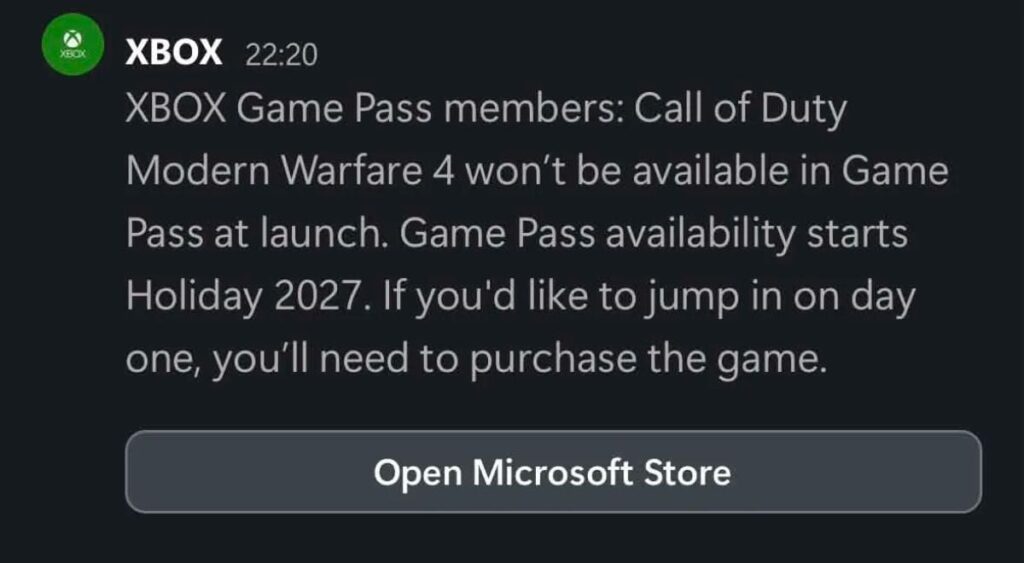 XBOX Reminds Gamers Modern Warfare 4 Isn’t Coming to Game Pass Yet