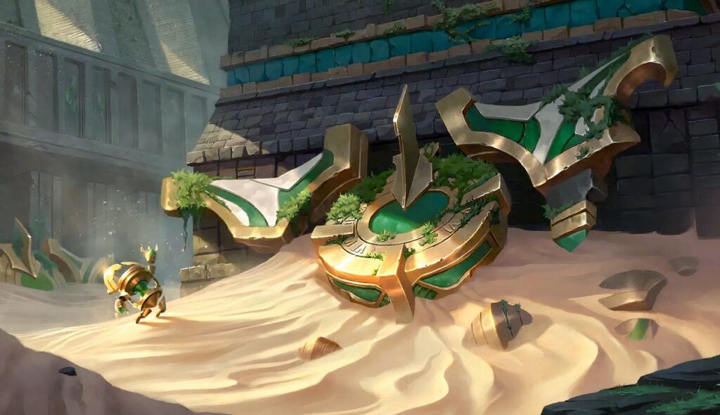 Exclusive League of Legends TCG reveal showcases Protective Sands, a new battlefield for Riftbound: Vendetta