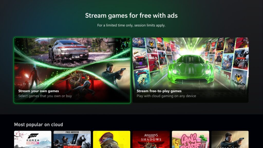 XBOX has begun testing cloud gaming with ads